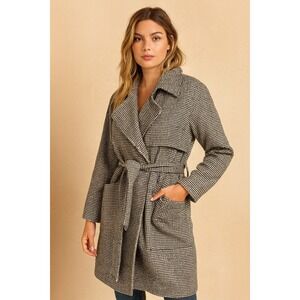 Abercrombie & Fitch Houndstooth Trench Coat - Black and White